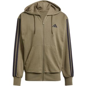 adidas - Sportswear Essentials 3-Stripes French Terry Ritshoodie - Groen - Gerecycled Materiaal