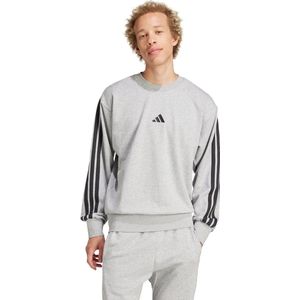 adidas Heren ESSENTIAL THREE STRIPES FRENCH TERRY SWEATSHIRT, Medium Grey Heather/Black, XL
