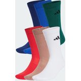 adidas Performance - Sportsokken - Multi - Set van 6 - Kobalt Donkerblauw Donkergroen Rood Taupe Wit