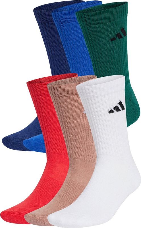 adidas Performance - Sportsokken - Multi - Set van 6 - Kobalt Donkerblauw Donkergroen Rood Taupe Wit