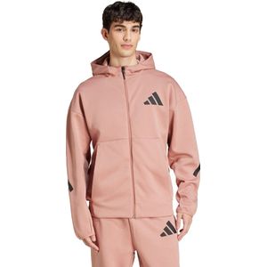 adidas - Trainingsjack - Zwart - Dubbelgebreide Stof - Capuchon