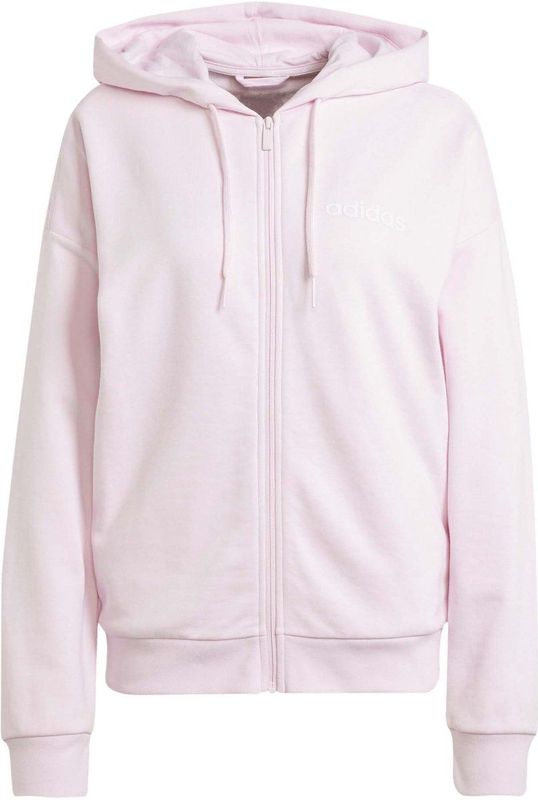 adidas - Essentials Linear Full Zip - Hoodie - Roze/Wit