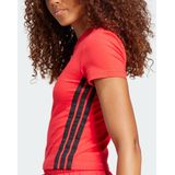 adidas Dames ESSENTIALS 3 STRIPES SLIM BABY T-SHIRT, Pure Ruby/Black, XXS