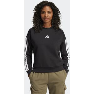 adidas - ESSENTIALS 3-STRIPES FLEECE - Trainingspak - Dames - Zwart - Katoen