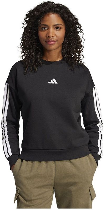 adidas - ESSENTIALS 3-STRIPES FLEECE - Trainingspak - Dames - Zwart - Katoen