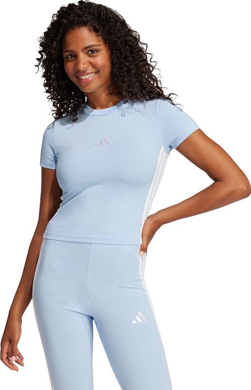 adidas - T-shirt - Zwart - Katoen/Elastaan - Strak Model met 3 Bar Logo