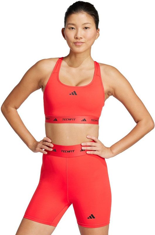 Adidas - Techfit - Sportbeha - Zwart - AEROREADY, 73% Gerecycled Polyester, Medium Impact