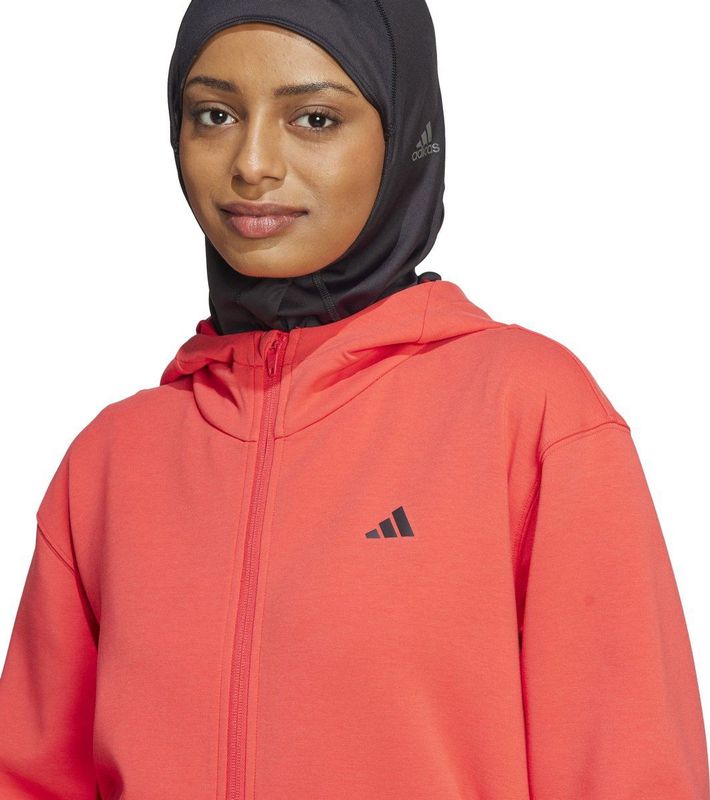 Adidas D4T FZ Hoodie Dames - Rode Capuchon - Comfortabele Training