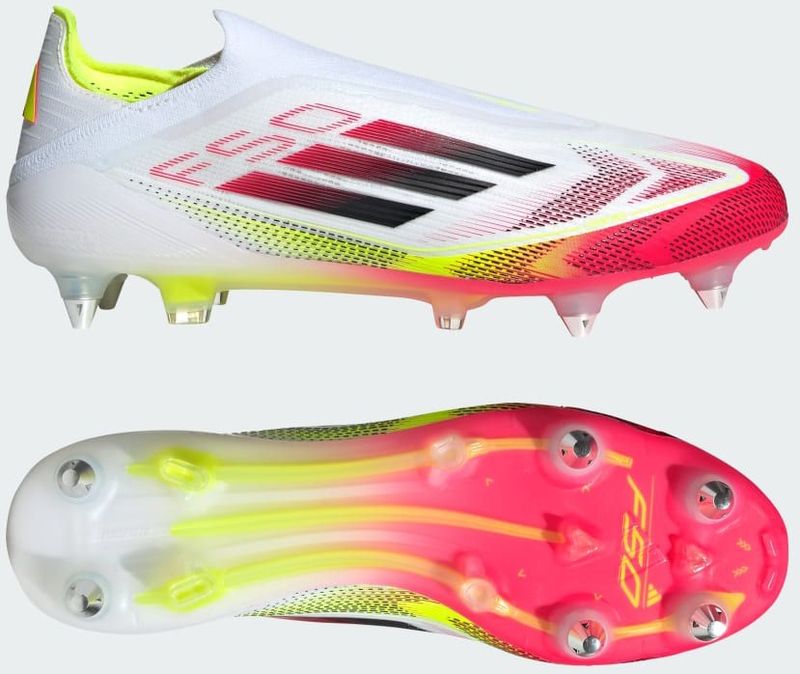 adidas F50 Elite Voetbalschoenen - Wit Rood Zwart Geel - Synthetisch Materiaal - Veterloos Design