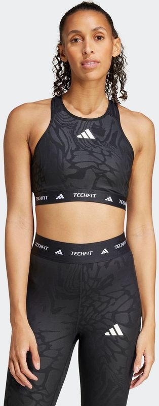 adidas - Techfit - Sportbeha - Dames - Medium-Support - High-Neck Print