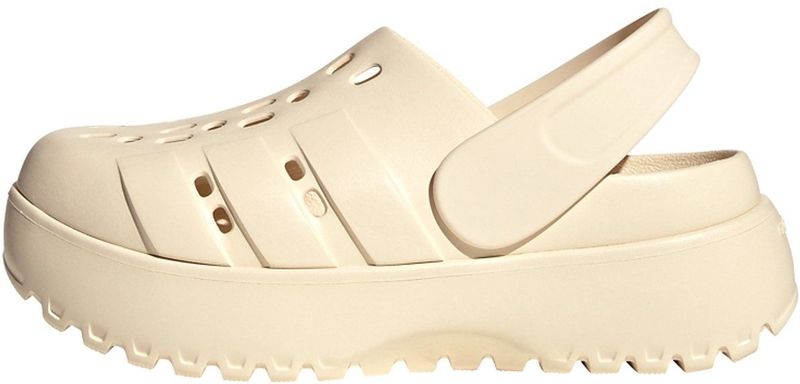 adidas - adilette Platform Clogs - Dames - Wit - Synthetisch Bovenwerk - Instapperconstructie