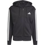 Adidas - Essentials 3 Stripes - Fleece Sweatshirt - Zwart - 55% Katoen, 36% Polyester (Gerecycled), 9% Viscose