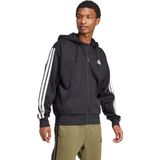 Adidas - Essentials 3 Stripes - Fleece Sweatshirt - Zwart - 55% Katoen, 36% Polyester (Gerecycled), 9% Viscose