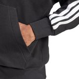 Adidas - Essentials 3 Stripes - Fleece Sweatshirt - Zwart - 55% Katoen, 36% Polyester (Gerecycled), 9% Viscose