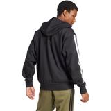 Adidas - Essentials 3 Stripes - Fleece Sweatshirt - Zwart - 55% Katoen, 36% Polyester (Gerecycled), 9% Viscose