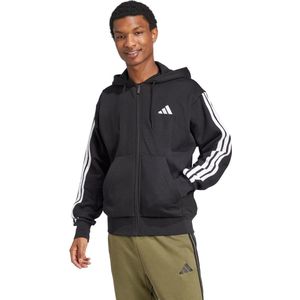 Adidas - M 3S FL FZ HD - Hoodie - Zwart-Wit - Fleece