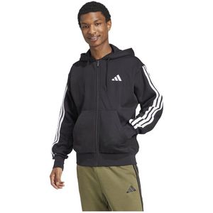 Adidas - Essentials 3 Stripes Fleece Sweatshirt - Zwart - Fleece - Gerecycled Materiaal