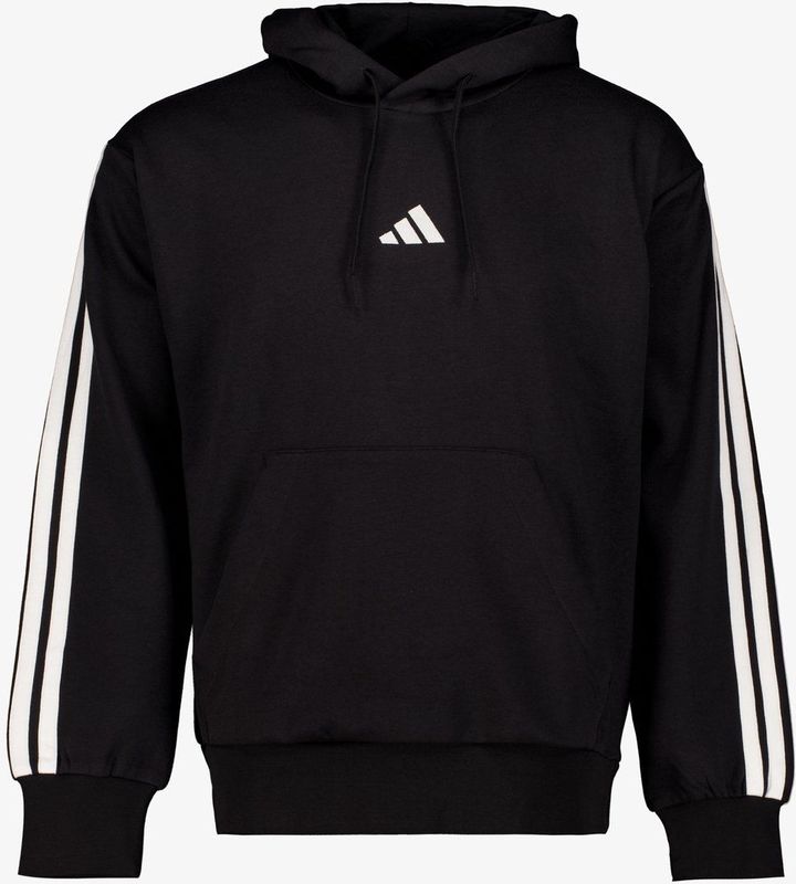 Adidas - Essentials 3 Stripes Fleece Hoodie - Zwart - Katoenmix