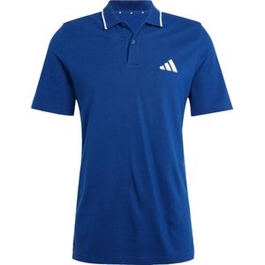 ADIDAS - Essentials - Functioneel Shirt - Donkerblauw/Wit - Katoen, Polokraag, Kwartmouw