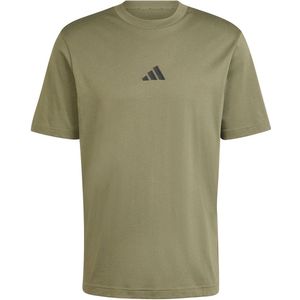 adidas - Sportswear - T-shirt - Olive Strata/Black - Korte Mouwen, Ronde Hals, Regular Pasvorm