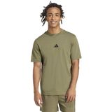 adidas - Sportswear - T-shirt - Olive Strata/Black - Korte Mouwen, Ronde Hals, Regular Pasvorm