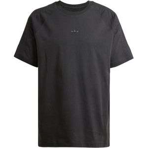ADIDAS ORIGINALS - Premium Essentials - T-shirt - Zwart - Geribbelde Kraag, Raglanmouwen, Jersey