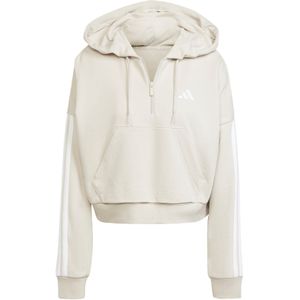 Adidas - Essentials 3 Stripes - Hoodie - Geen Kleur - 55% Katoen, 36% Polyester (Gerecycled), 9% Viscose