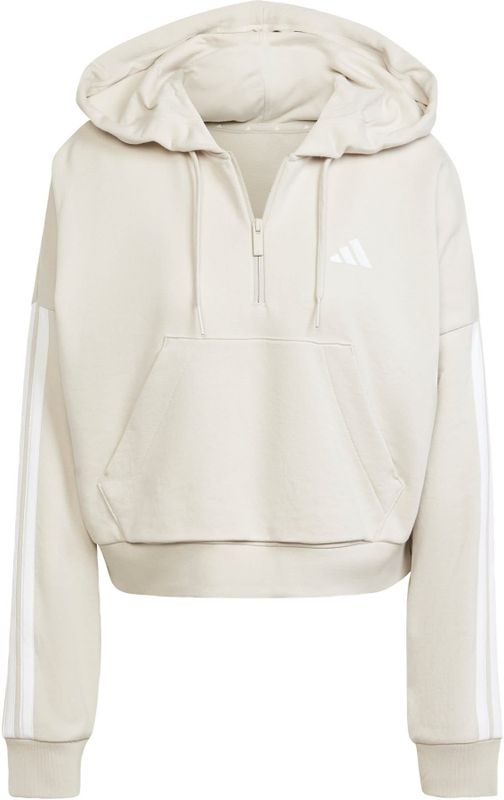 Adidas - Essentials 3 Stripes - Hoodie - Geen Kleur - 55% Katoen, 36% Polyester (Gerecycled), 9% Viscose