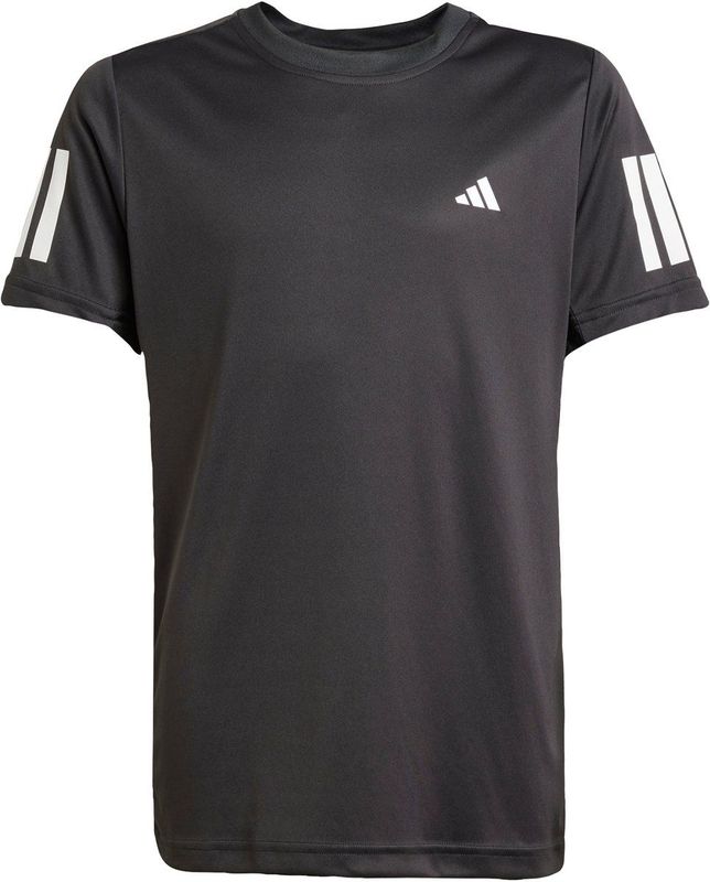 Adidas - Club 3 Stripes - T-shirt - Geen Kleur - Korte Mouwen, Synthetisch, Ademend