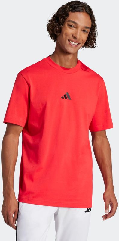adidas - T-shirt - Katoen - Zwart - Normale Pasvorm - Geribbelde Ronde Hals