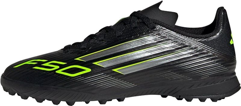 adidas Uniseks-Kind F50 LEAGUE Turf Football Boots Kids, Core Black/Iron Metallic/Lucid Lemon, 38 2/3 EU