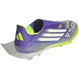 adidas Uniseks-Volwassen F50 LEAGUE Laceless Firm Ground Football Boots, Purple Rush/Cloud White/Lucid Lemon, 41 1/3 EU