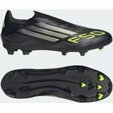 adidas F50 LEAGUE Laceless Firm Ground - Voetbalschoenen - Core Black / Iron Metallic / Lucid Lemon