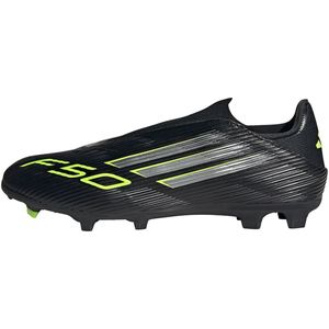 adidas F50 LEAGUE Laceless Firm Ground - Voetbalschoenen - Core Black / Iron Metallic / Lucid Lemon