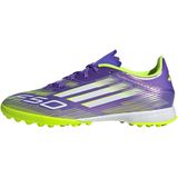 adidas Uniseks-Volwassen F50 LEAGUE Turf Football Boots, Purple Rush/Cloud White/Lucid Lemon, 46 2/3 EU