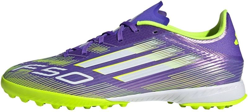 adidas Uniseks-Volwassen F50 LEAGUE Turf Football Boots, Purple Rush/Cloud White/Lucid Lemon, 46 2/3 EU
