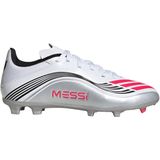 adidas Uniseks-Kind F50 MESSI LEAGUE Firm Ground/Multi Ground Football Boots Kids, Cloud White/Lucid Red/Silver Metallic, 33 EU