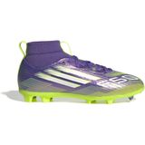 adidas Uniseks-Kind F50 LEAGUE Mid Firm Ground/Multi Ground Football Boots Kids, Purple Rush/Cloud White/Lucid Lemon, 35 EU