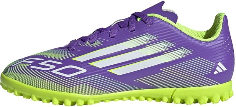 adidas Uniseks-Kind F50 CLUB Turf Football Boots Kids, Purple Rush/Cloud White/Lucid Lemon, 36 EU