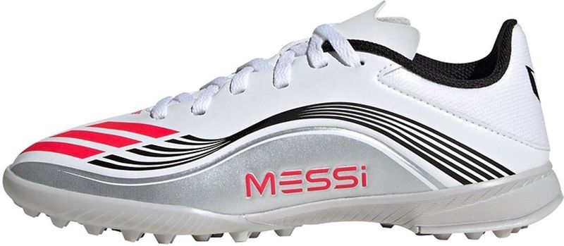 adidas Uniseks-Kind F50 MESSI LEAGUE Turf Football Boots Kids, Cloud White/Lucid Red/Silver Metallic, 38 EU