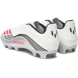 adidas Uniseks-Volwassen F50 MESSI CLUB Firm Ground/Multi Ground Football Boots, Cloud White/Lucid Red/Silver Metallic, 47 1/3 EU