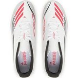 adidas Uniseks-Volwassen F50 MESSI CLUB Firm Ground/Multi Ground Football Boots, Cloud White/Lucid Red/Silver Metallic, 47 1/3 EU