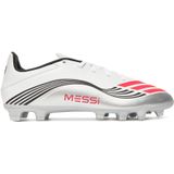 adidas Uniseks-Volwassen F50 MESSI CLUB Firm Ground/Multi Ground Football Boots, Cloud White/Lucid Red/Silver Metallic, 47 1/3 EU