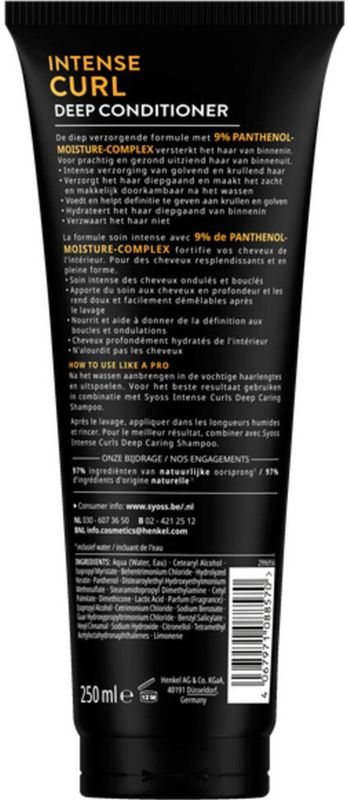 Syoss - Intense Curl - Conditioner - 250ml - Voor Krullend Haar