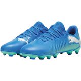 PUMA - Future 7 Play Fg/Ag Jr Voetbalschoen - Hyperlink Blue Mint - Synthetisch Bovenwerk
