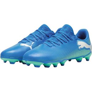 PUMA - Future 7 Play Fg/Ag Jr Voetbalschoen - Hyperlink Blue Mint - Synthetisch Bovenwerk