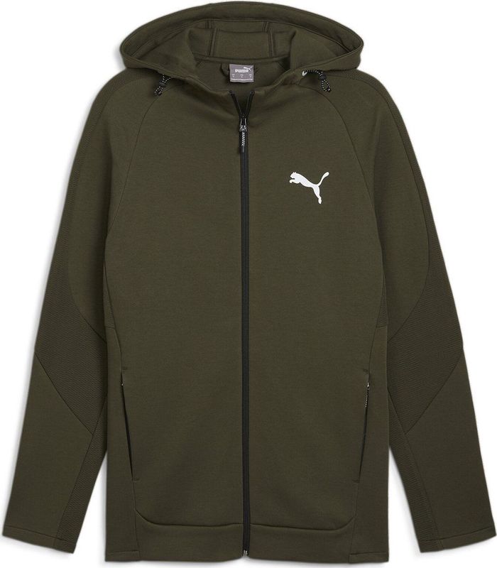 PUMA EVOSTRIPE Full-Zip Hoodie DK Heren Trui - Dark Olive