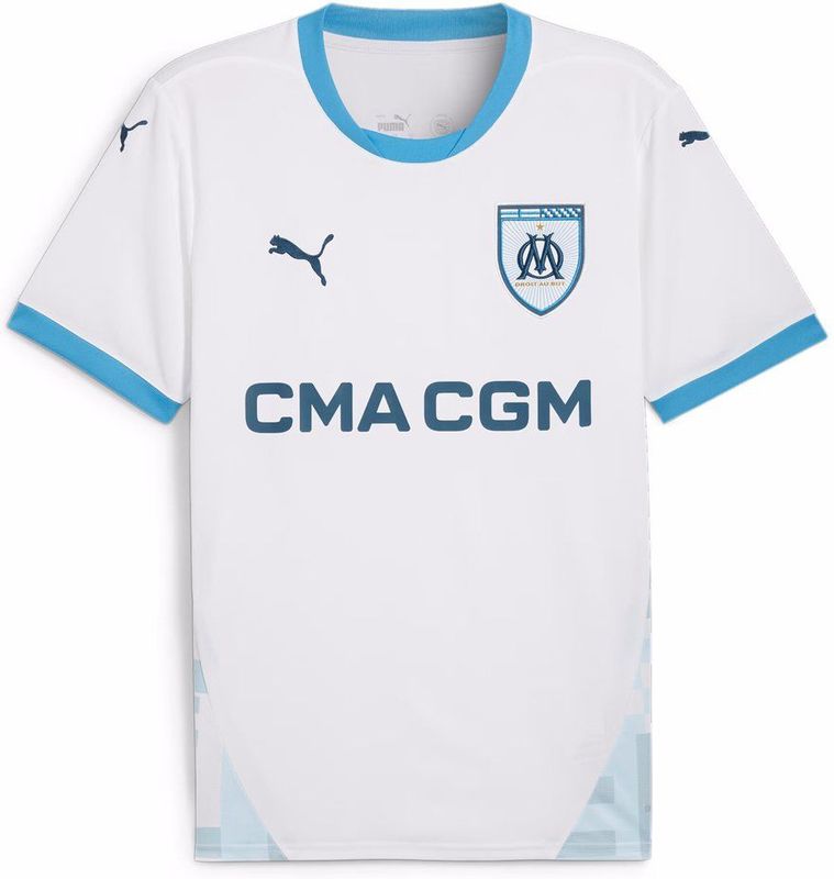 Puma - OM 2024/25 - Thuisshirt - Wit/Blauw - Ademend en Ergonomisch Ontwerp