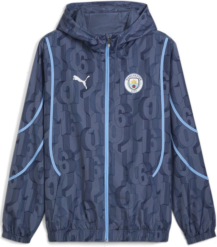 PUMA Manchester City Pre-Match Anthem Jack - Donkerblauw Lichtblauw - 100% Gerecycled Polyester