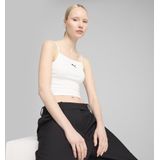 PUMA WARDROBE ESS geribbelde tanktop voor Dames, Wit, Maat S
